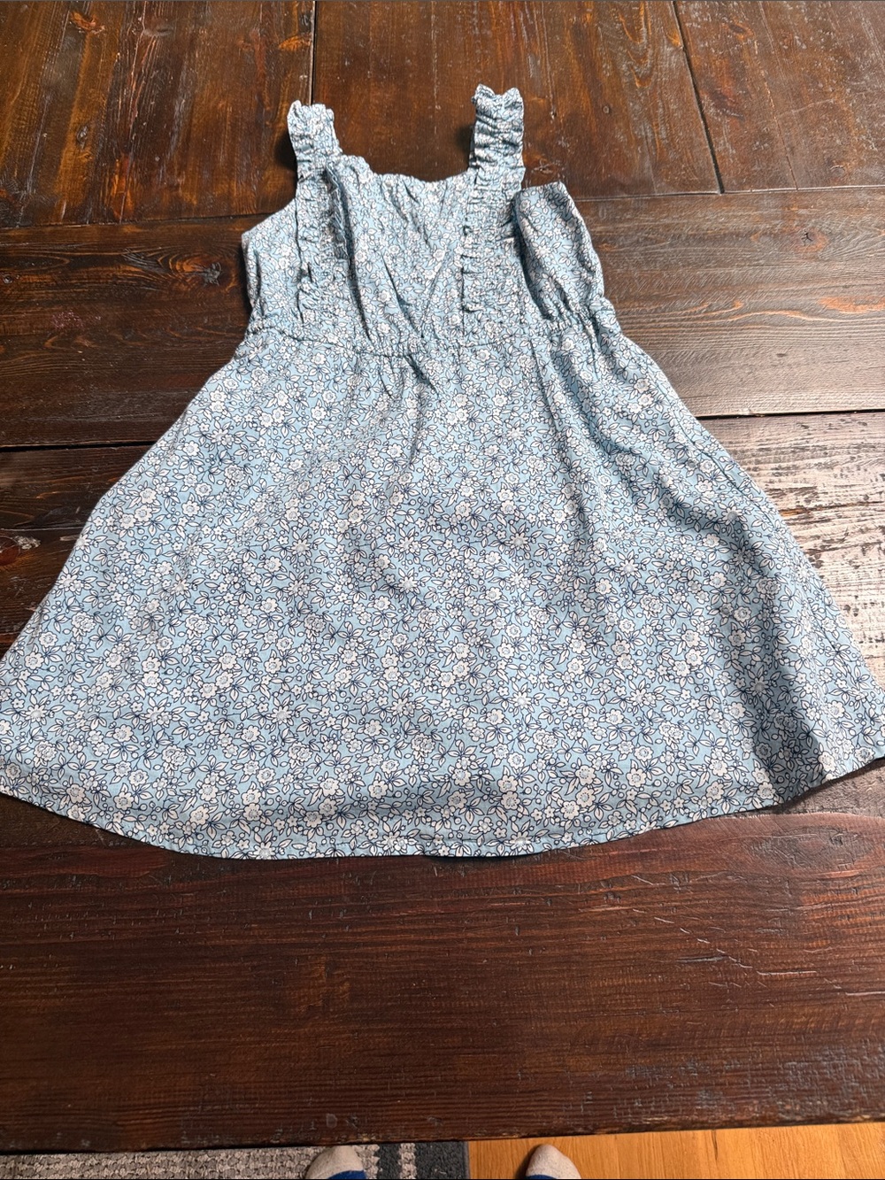 Crewcuts Light Blue Floral Sundress with Ruffle Straps